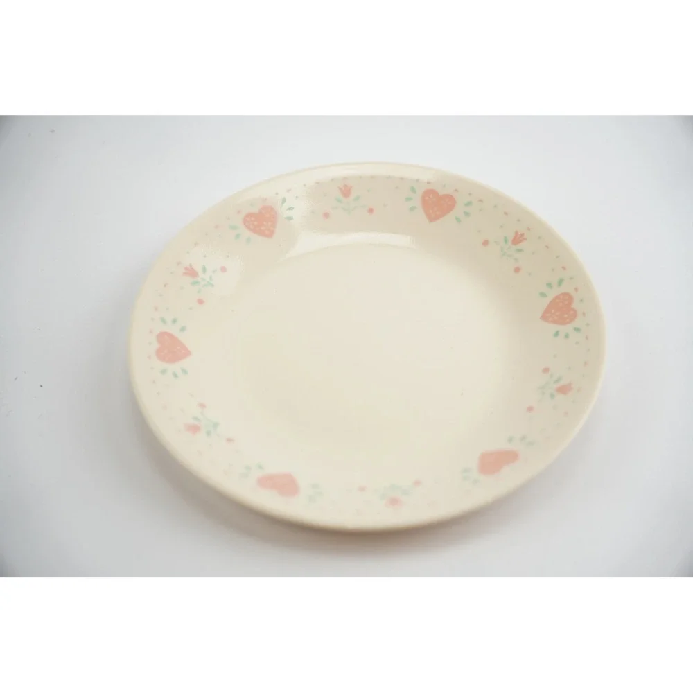 Vintage Corelle CorningWare FOREVER‎ YOURS Dessert Salad Plate PINK HEARTS 6.75
